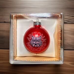 Arizona Wildcats Glass Christmas Ornament NCAA College Red Ball Vintage NIB